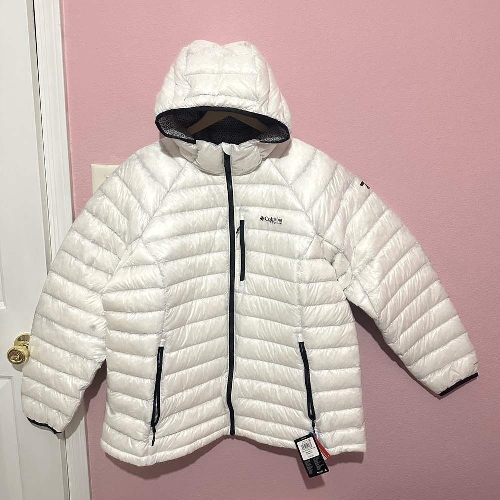 Columbia Arctic Crest Down Jacket women’s 3X white Omni Heat titanium RDS
